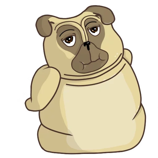 anjing pesek, pug pug, ilustrasi pesek