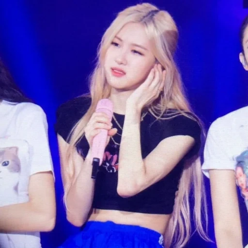 giovane donna, rosa nero, blackpink rosé, rose blackpink, rose blackpink