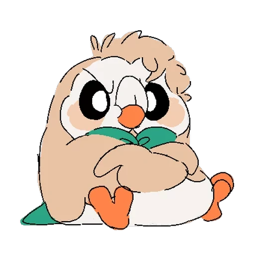 аниме, rowlet, роулет покемон, дональд покемон, покемоны рисунки