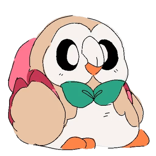 аниме, rowlet, роулет покемон, покемоны рисунки, покемон bounsweet rowlet