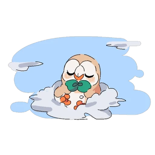 rowlet, a lovely pattern, animals are cute, the illustrations are lovely, pokemon owl roll