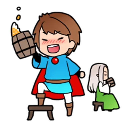 rpg, gente, personajes, ilustraciones, niño con escoba