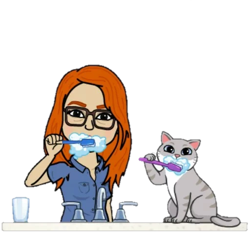 kucing, gadis, bitstrips, gigi yang sehat, karakter fiksi