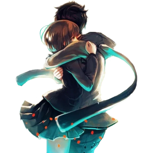 arte di abbraccio, una coppia di arte anime, abbracci dell'anime arte, the guy girl art, ragazza d'arte