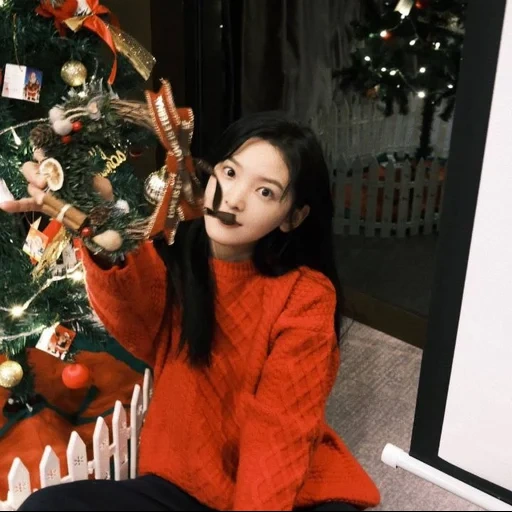 mujer joven, mujer, xiao navidad, cubierta de sunmi, sesión de fotos de año nuevo