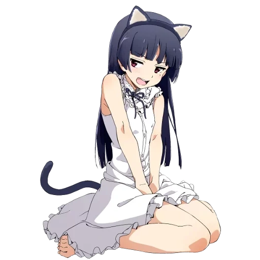 animação de gato, garota gato, garota anime gato