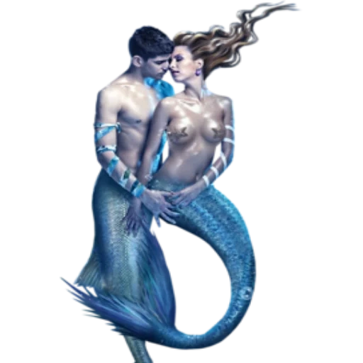 la sirène, une paire de sirènes, mermaid triton, fond transparent sirène, sirène créature mythique