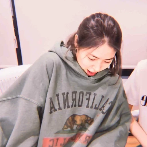 long jin, girl, sweatshirt, korean style, women's hoodie