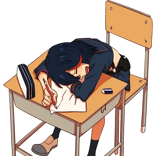picture, anime girl, anime at the desk, anime lies in the desk, sleeping anime girl