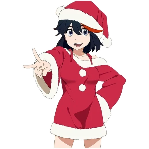 kill la kill, yui hirasava christmas, anime santa rickka takanashi, new year's anime characters, yui hirasava christmas