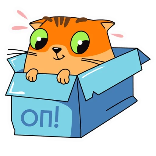 el gato es la caja, gato al vector de caja, caja de cartón de gato, el gato es dibujos animados