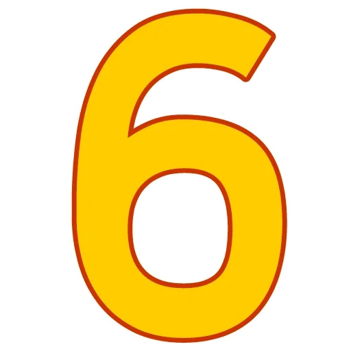 figures, text, number 6, digital yellow, golden number