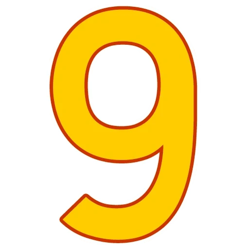 nombres, numéro 9, le nombre est neuf, le nombre est 9 enfants, le numéro 9 est jaune