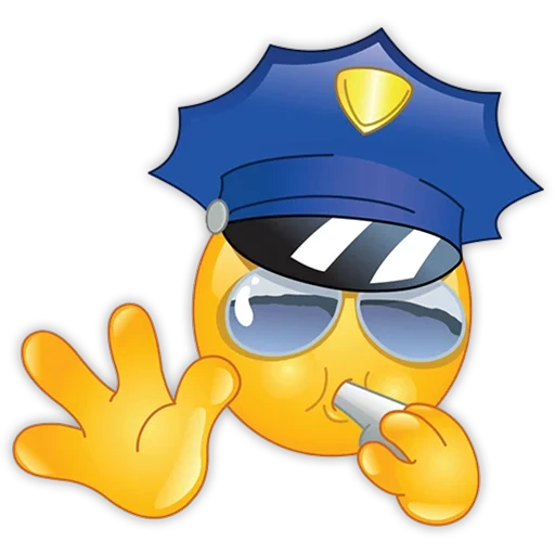 occhiali sorridenti, polizia sorridente, emoji è un poliziotto, smiley è un poliziotto, smiley con una bacchetta di polizia
