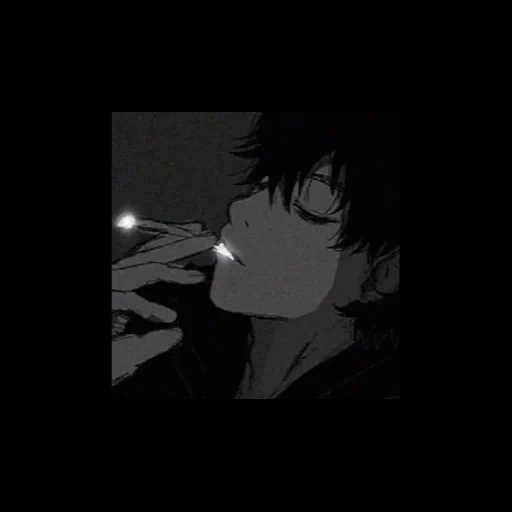 anime, imagen, anime con cigarrillo, triste kun con un cigarrillo, cigarrillo de anime de anime triste emparejado