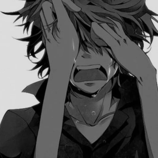 gambar, anime guys, anime menangis, anime pria itu menangis, anime guys cry depression