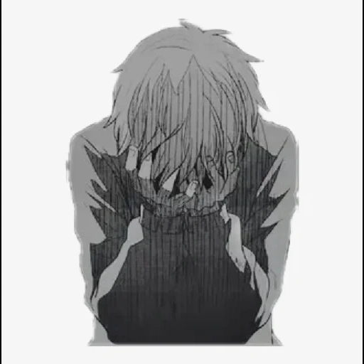 figure, anime boy, sad animation, sad animation, depressed animation