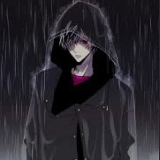 figure, people, animation art, anime boyfriend headgear, art boy hood in the rain