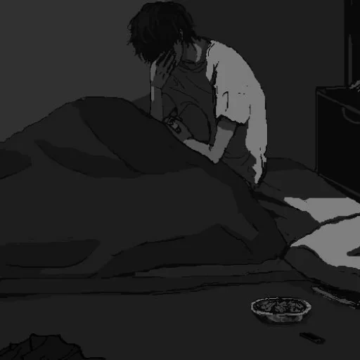 anime boy, sad animation, sad cartoon guy, sad cartoon pictures, the lonely death of little dokusi