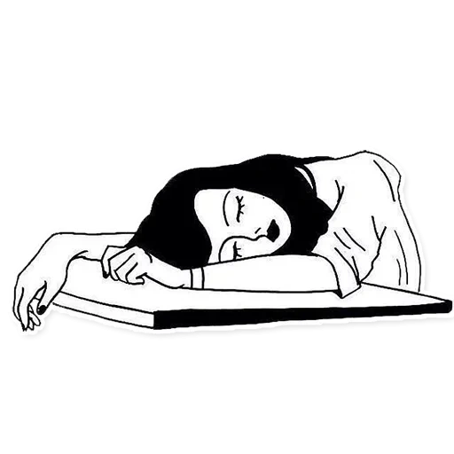 спящая девушка, уставшая девушка, рисунок спящей девушки, девушка лежит уставшая, лежащая уставшая девушка рисунок
