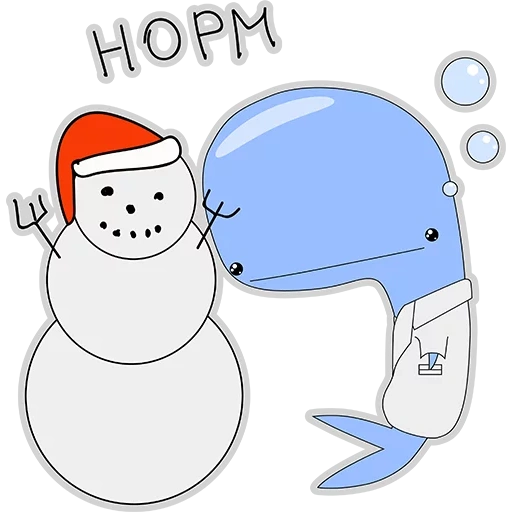 kit, whale, snowman sticker
