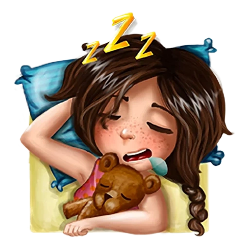 ulyanna, julia, niños, despierta por la mañana, chica de dibujos animados despierta