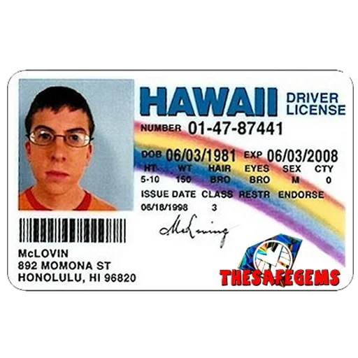 mclovin, cartão de identificação, license, driver license, mclovin driver license