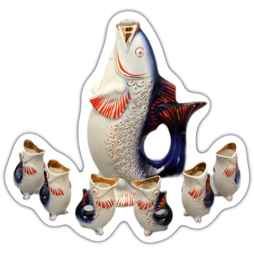 snof poisses gfz, un ensemble de verres à poissons, s'attarder de poisson, porcelaine de poisson squelette lfz, ensemble de poissons en porcelaine