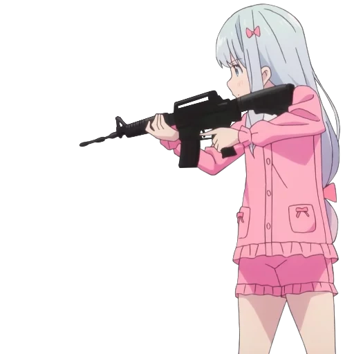sagiri, anime art, anime pistol, anime with a gun, sagiri is an amazing gun