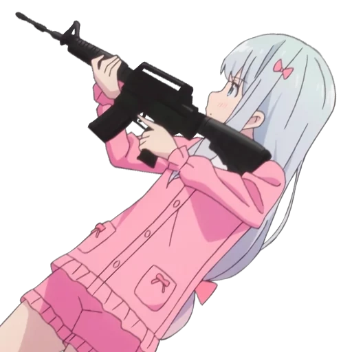 emoji, sagiri, anime pistol, anime with a gun, sagiri is an amazing gun