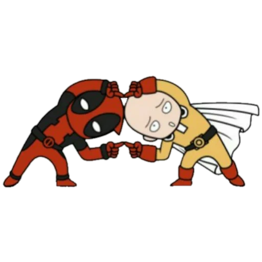 мужчина, saitama, дэдпул 2, ванпанчмен, маленький deadpool