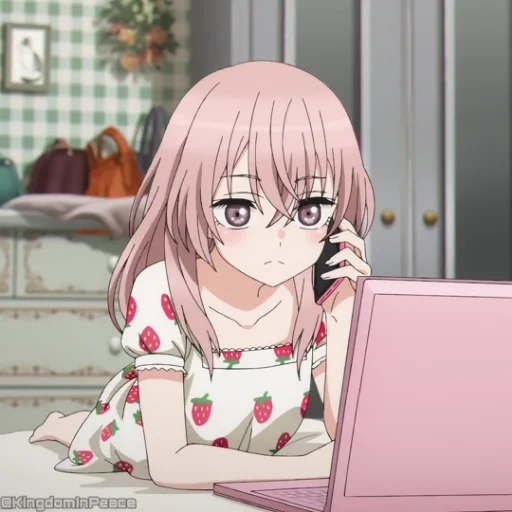 animación, chica de animación, animación chica rosa, personajes de animación, kawaii anime girl