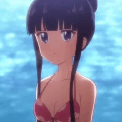 espectador, mezclar s, mezclar la playa, chicas de anime, traje de baño de maika sakuranomiya