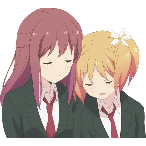 trik sakura, natsuki saeri, sakura trick anime ciuman, pranks anime di bawah sakura, trik sakura sakura