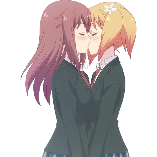 anime yuri, beijo de anime, truque de sakura, anime yuri gosta de sakura, anime dos truques de sakura haruka