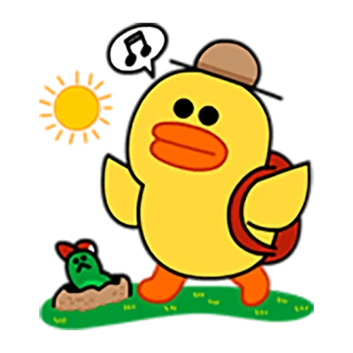 bebek kuning, line friends, sally duckling, sally chicken, sally nani line friends