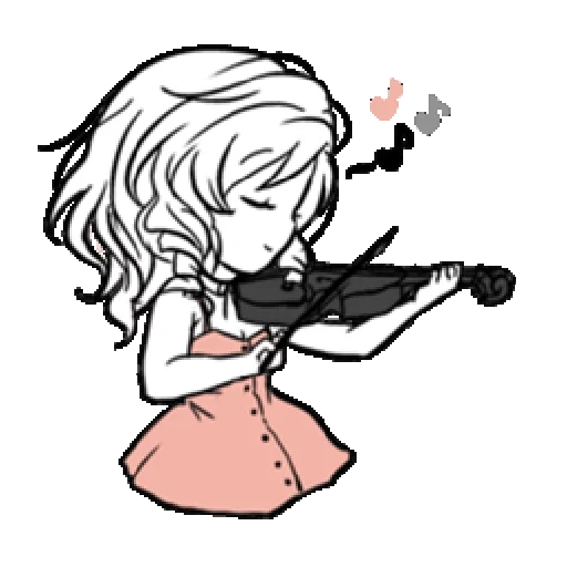 perfil, chica, imagen, dibujos de anime, chica con violín