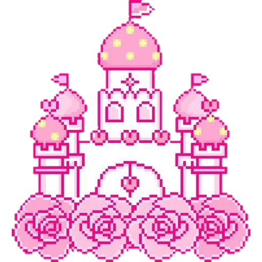 розовый замок, замок принцесс, замок по клеткам, фон пиксельный замок розовый