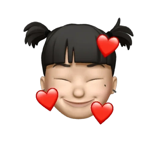 asiático, pessoas, hute emoji, memoji girl e boy, sorriso mordendo o lábio tt