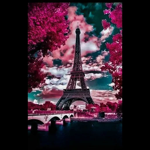 башня париже, эйфелева башня, париж эйфелева башня, эйфелева башня розовая, картина эйфелева башня