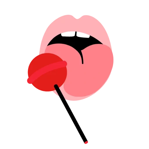 bibir, bibir dengan seni pop lifesman, bibir dengan chupachup di mulut