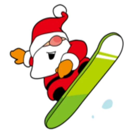 clipart, santa ski, papá noel, santa snowboarder vector, vector de snowboard de santa claus