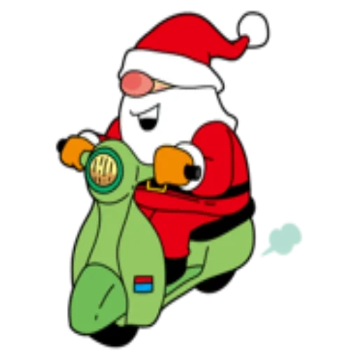 weihnachtsmann, weihnachtsmann, santa scooter, santa klaus illustration, santa skuteri geschenke