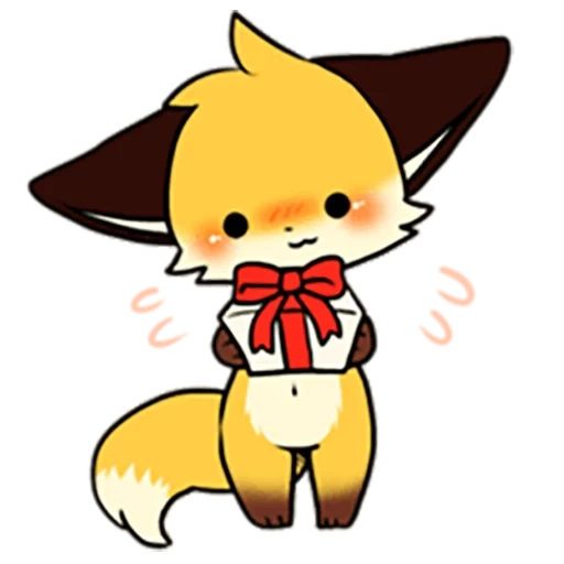 fox, chibi, fox, renard rouge, fox kawai