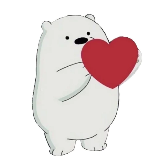 the bear is white, the bear is cute, we bare bears ice bear, cute white bears stickers, icebear we bar bears heart