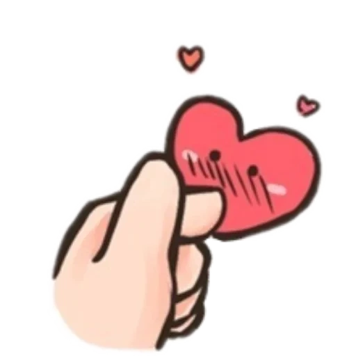attelle, twitter, cartoon en forme de cœur, comme une main de cœur, coeur souriant coréen