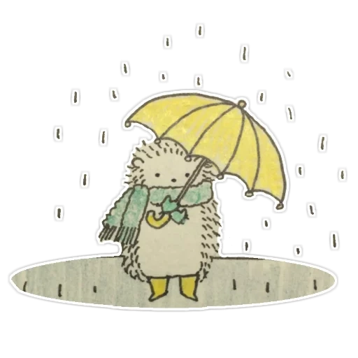 landak payung, landak di bawah payung, payung di tengah hujan, gambar lucu membuat sketsa landak, landak dalam hujan adalah gambar cahaya