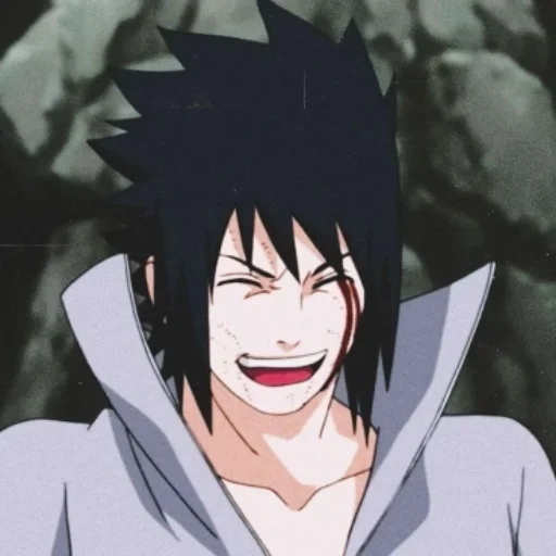 sasuke, ayuda al mal, sasuke sonríe, sasuke se ríe, nene zizuo ayuda a reír
