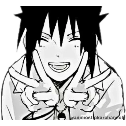 sasuke, sasuke manga, manga sasuke uchiha, sasuke berwarna putih hitam, sasuke uchiha tersenyum