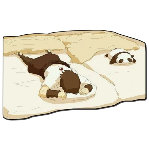 аниме, спящая панда, пандочка спит чиби, панда спит подушке, панда лежит кровати